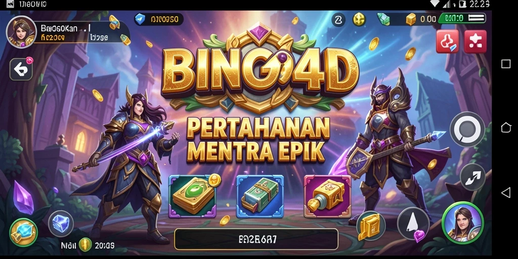 Screenshot BINGO4D menampilkan aksi intens pertahanan menara.
