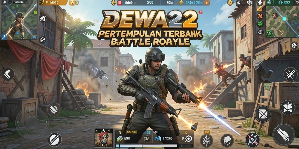 Tampilan gameplay seru dan mendebarkan dalam DEWA22 Battle Royale.
