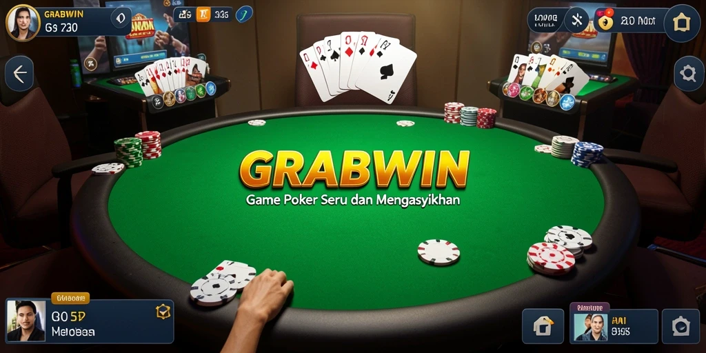 Menampilkan gameplay seru poker di GRABWIN.
