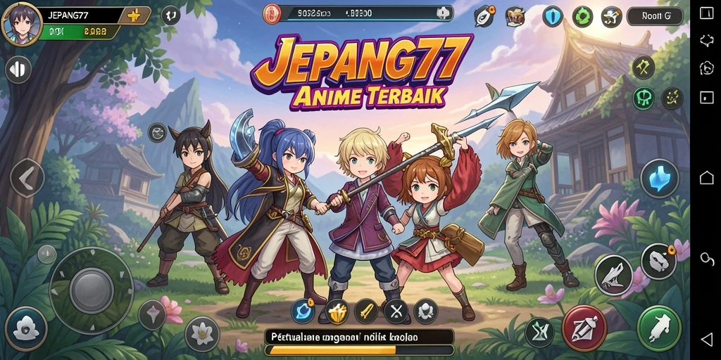 Tampilan gameplay menarik dari JEPANG77 yang menampilkan pertarungan karakter anime.