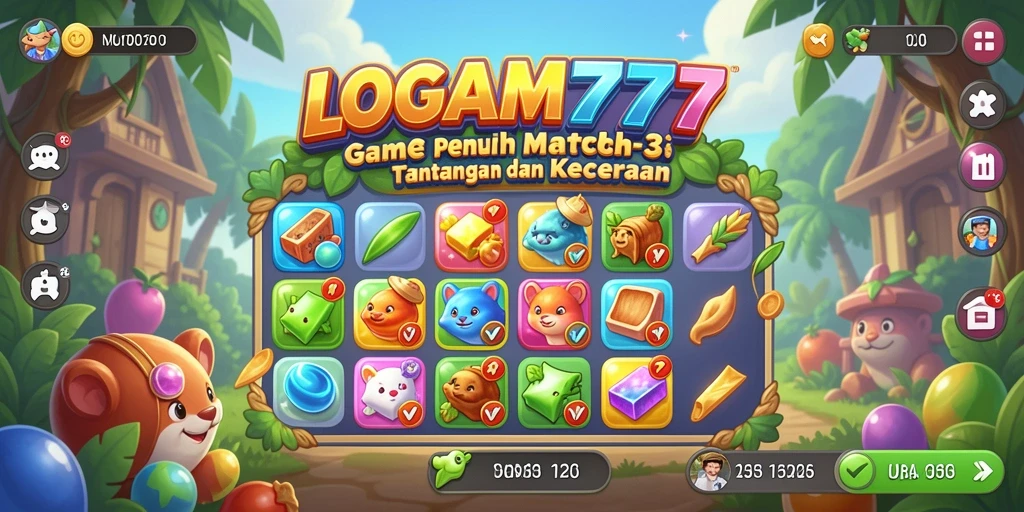 Tangkapan layar pengalaman seru permainan LOGAM777 Match-3.
