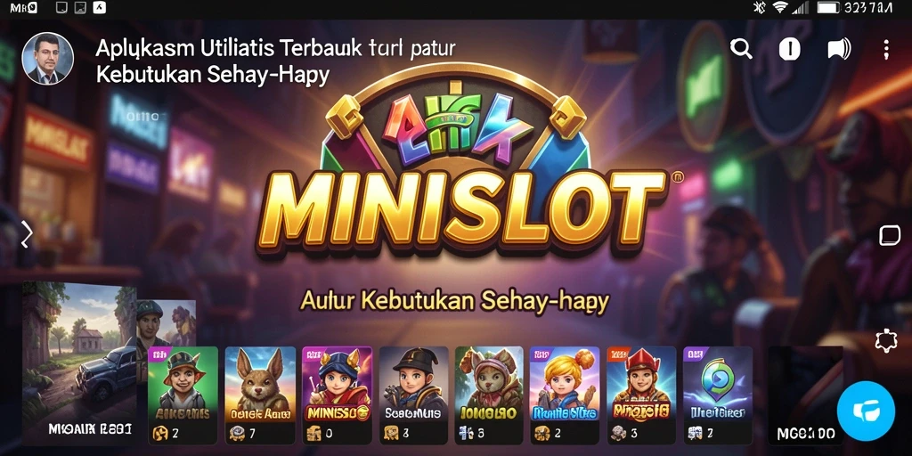 Screenshot MINISLOT menampilkan antarmuka aplikasi yang menarik dan fitur utilitas yang memudahkan pengguna.