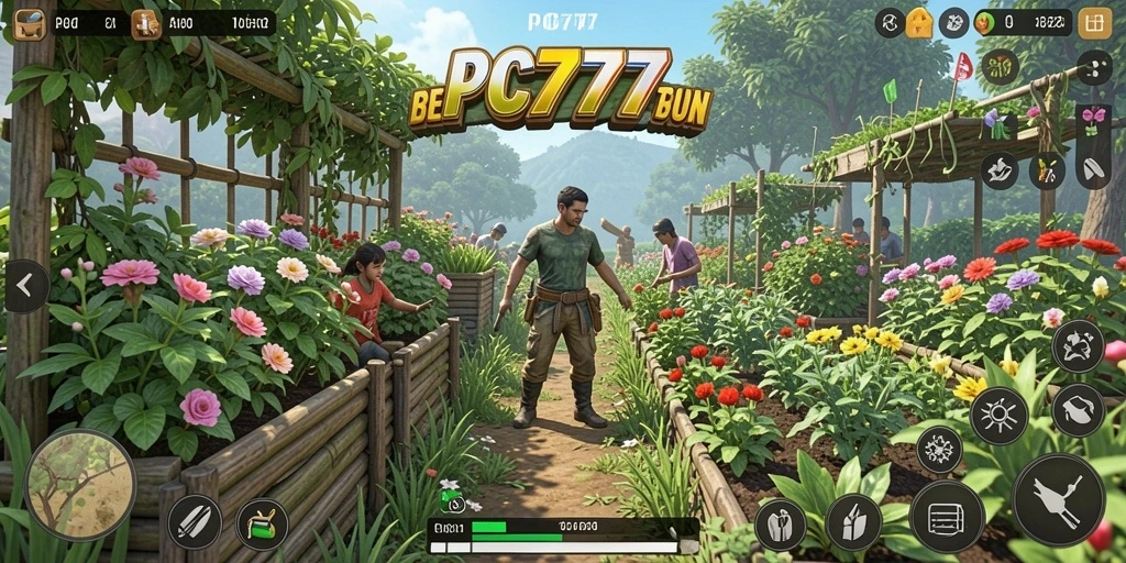 Tampilan menarik dari gameplay bertani di PC777.